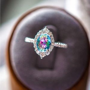 Willow Aurora Gem Oval Cut Sterling Silver Ring